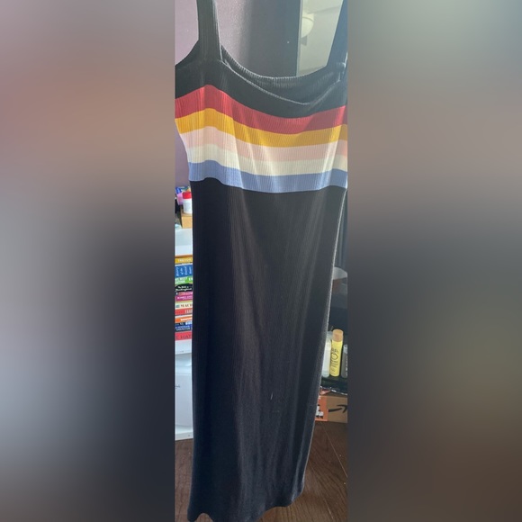Aero dress- long black with striped front - Picture 1 of 2